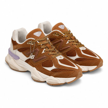 New Balance 9060 Feminino — Caramel/Cognac Brown/Cream