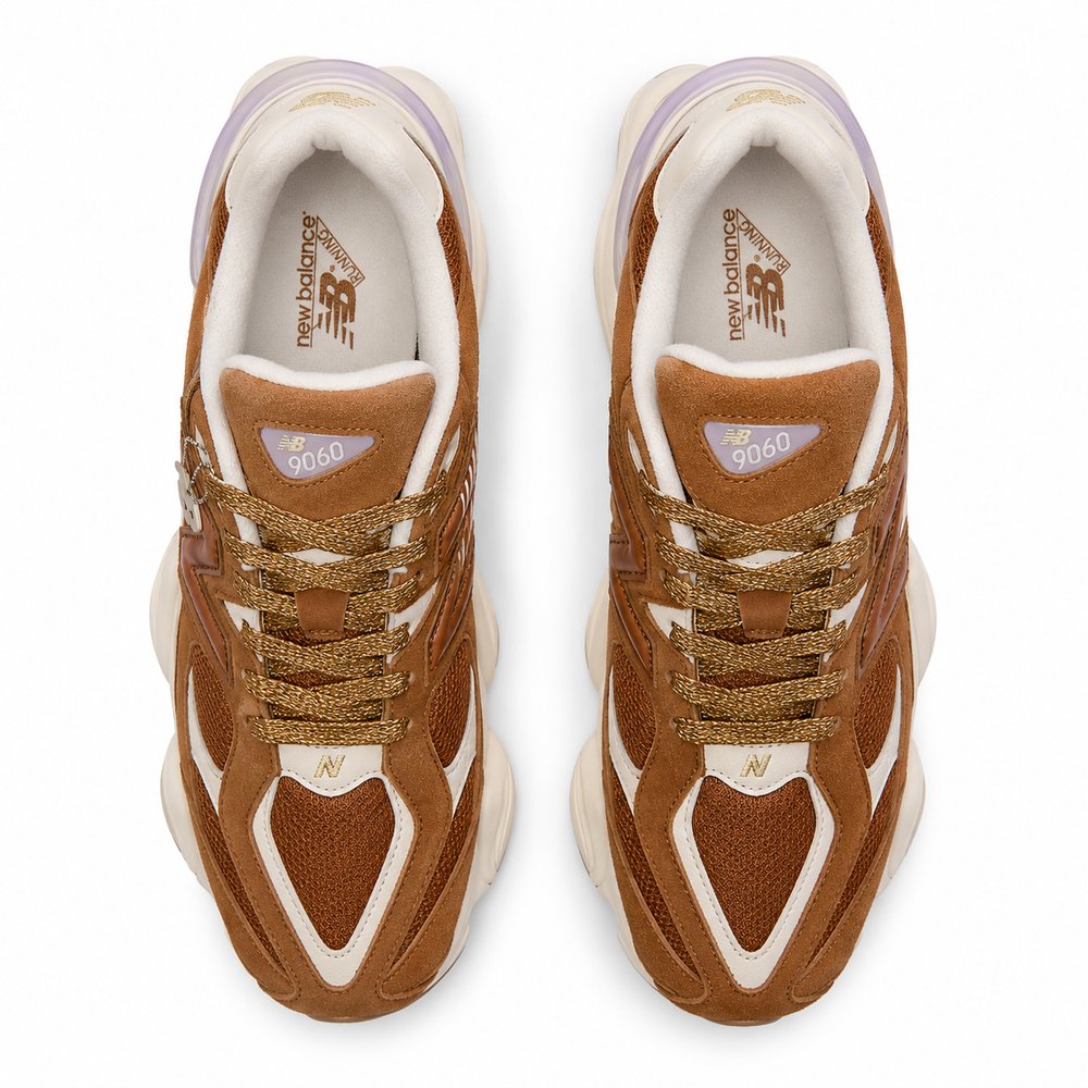 New Balance 9060 Feminino — Caramel/Cognac Brown/Cream