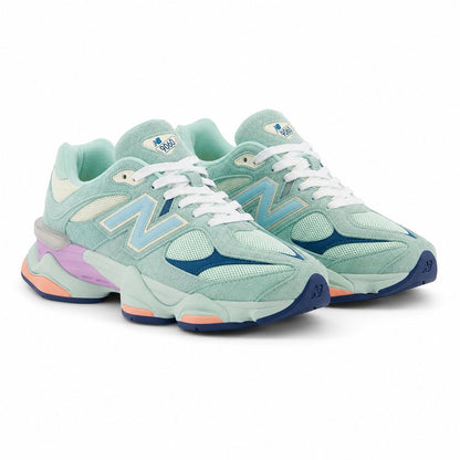 New Balance 9060 Feminino — Mint/Teal/Lavender/Peach